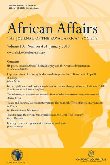 Cover: African Affairs, 109 (434)