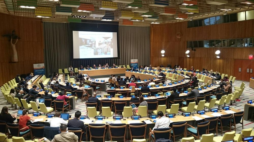 Marianne Beisheim beim HLPF-Panel zum Thema “Training and learning for sustainable development” (ganz links)