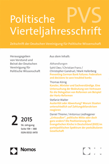 Cover: PVS Politische Vierteljahresschrift - Zeitschrift der Deutschen Vereinigung für Politische Wissenschaft