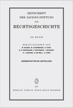 Cover: Zeitschrift der Savigny-Stiftung für Rechtsgeschichte: Germanistische Abteilung