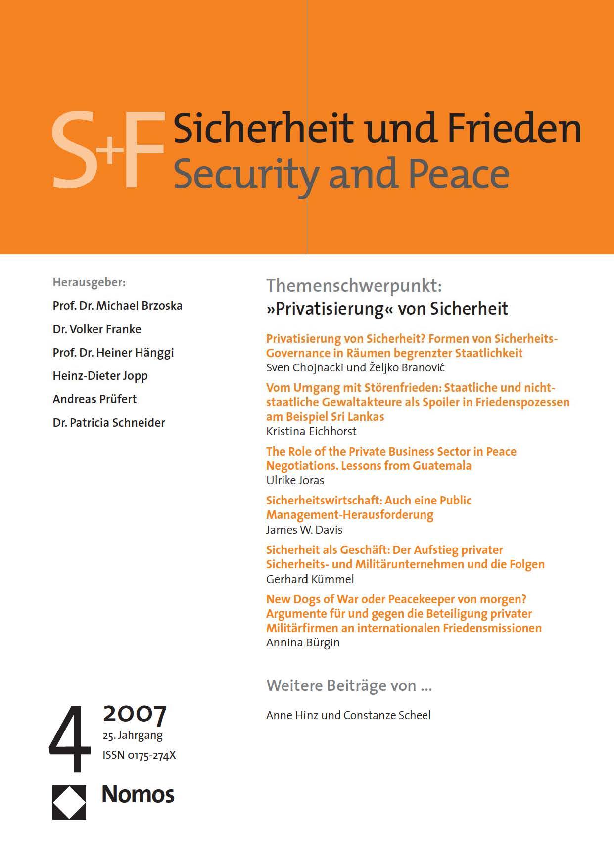 Cover: Sicherheit und Frieden, 25 (4)