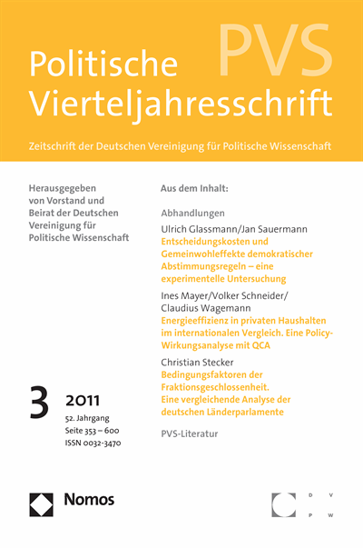 Cover: Politische Vierteljahresschrift, 52 (3)