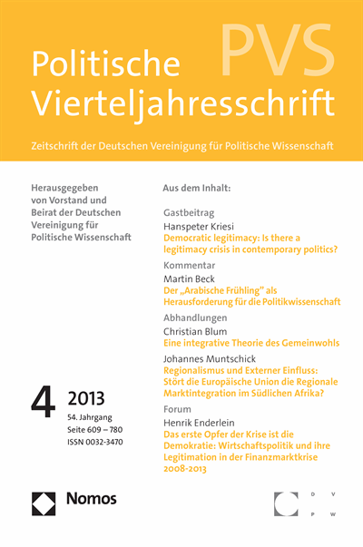 Cover: Politische Vierteljahreszeitschrift, 54 (4)