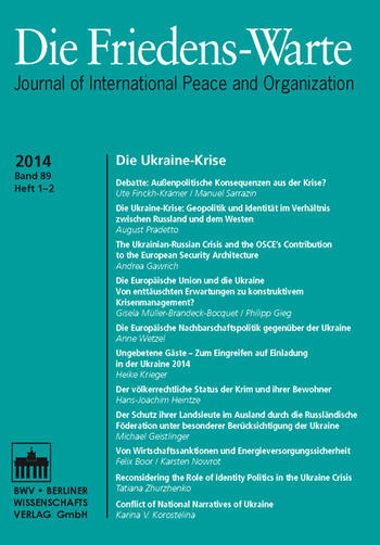 Cover: Die Friedens-Warte – Journal of International Peace and Organisation