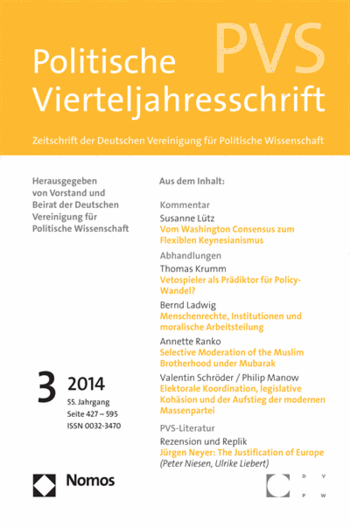 Cover: PVS Politische Vierteljahresschrift Jahrgang 55, Heft 3