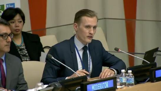 Nils Simon beim Expert Group Meeting von UNDESA in New York