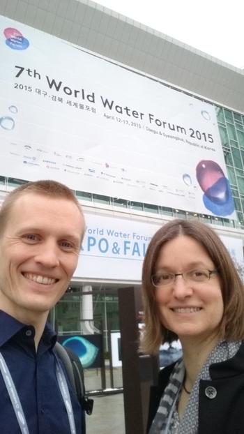 Marianne Beisheim und Nils Simon auf dem 7. World Water Forum